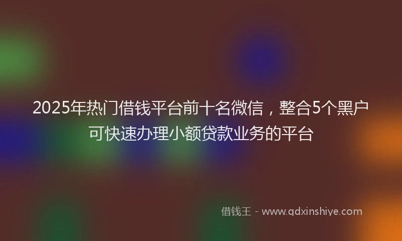 2025年热门借钱平台前十名微信，整合5个黑户可快速办理小额贷款业务的平台