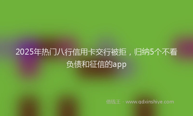 2025年热门八行信用卡交行被拒，归纳5个不看负债和征信的app