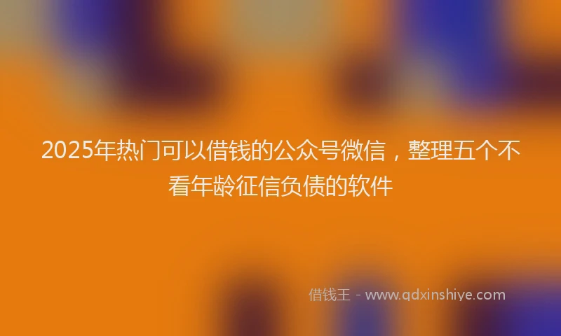 2025年热门可以借钱的公众号微信，整理五个不看年龄征信负债的软件