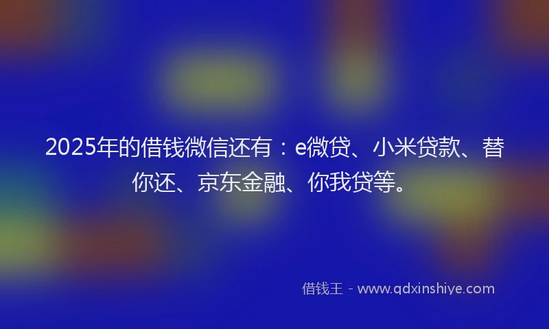 2025年的借钱微信还有：e微贷、小米贷款、替你还、京东金融、你我贷等。