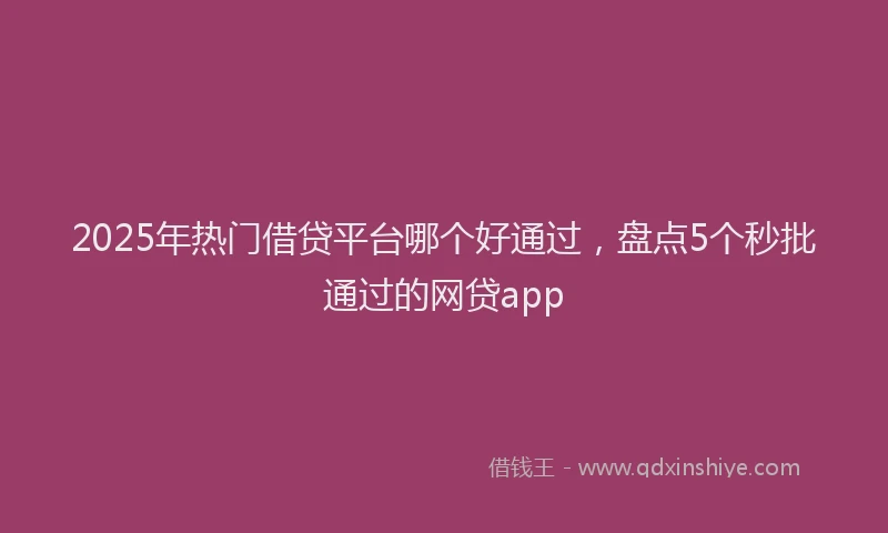 2025年热门借贷平台哪个好通过，盘点5个秒批通过的网贷app