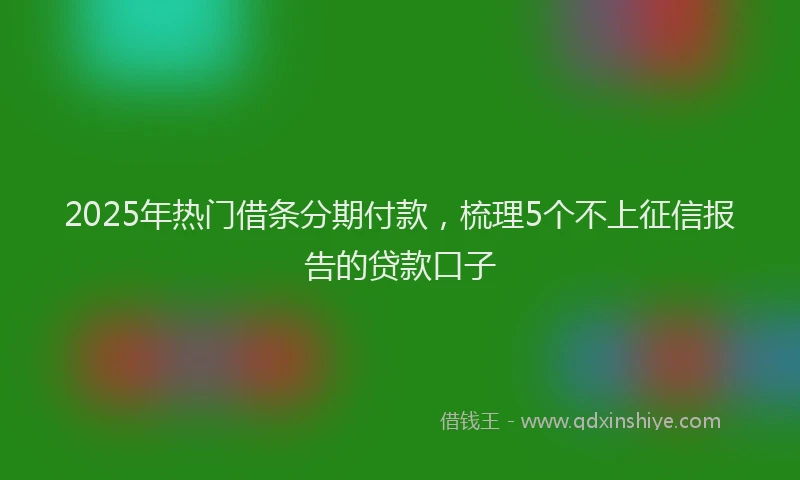 2025年热门借条分期付款，梳理5个不上征信报告的贷款口子