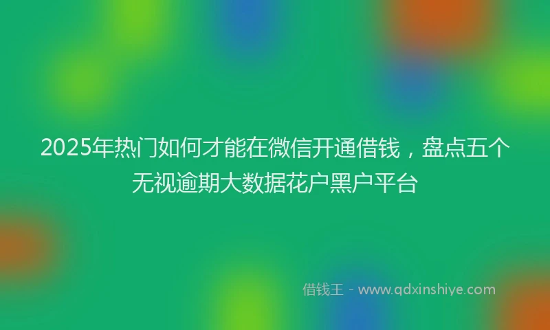 2025年热门如何才能在微信开通借钱，盘点五个无视逾期大数据花户黑户平台