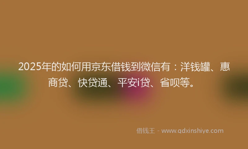 2025年的如何用京东借钱到微信有：洋钱罐、惠商贷、快贷通、平安i贷、省呗等。