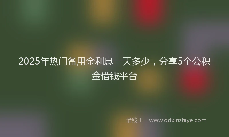 2025年热门备用金利息一天多少，分享5个公积金借钱平台