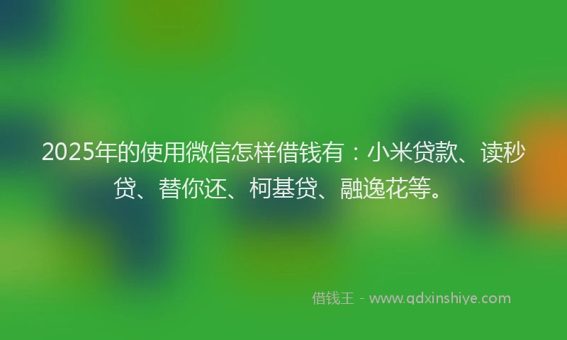 2025年的使用微信怎样借钱有：小米贷款、读秒贷、替你还、柯基贷、融逸花等。
