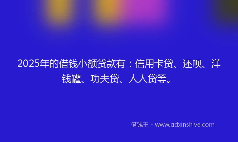 2025年的借钱小额贷款有：信用卡贷、还呗、洋钱罐、功夫贷、人人贷等。