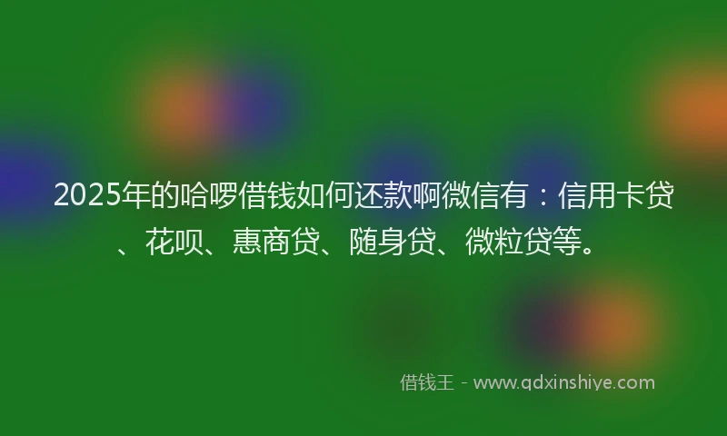 2025年的哈啰借钱如何还款啊微信有：信用卡贷、花呗、惠商贷、随身贷、微粒贷等。