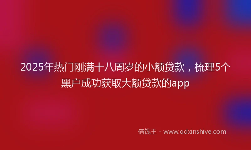 2025年热门刚满十八周岁的小额贷款，梳理5个黑户成功获取大额贷款的app