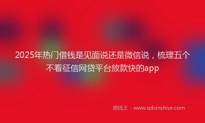 2025年热门借钱是见面说还是微信说，梳理五个不看征信网贷平台放款快的app