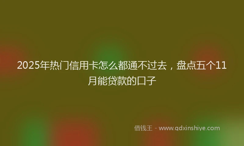 2025年热门信用卡怎么都通不过去，盘点五个11月能贷款的口子