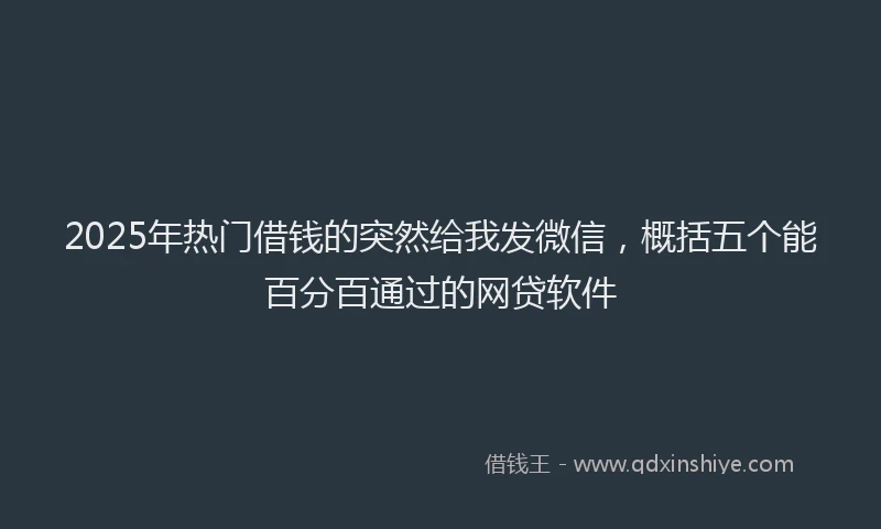 2025年热门借钱的突然给我发微信，概括五个能百分百通过的网贷软件
