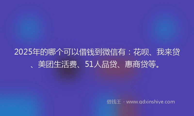 2025年的哪个可以借钱到微信有：花呗、我来贷、美团生活费、51人品贷、惠商贷等。