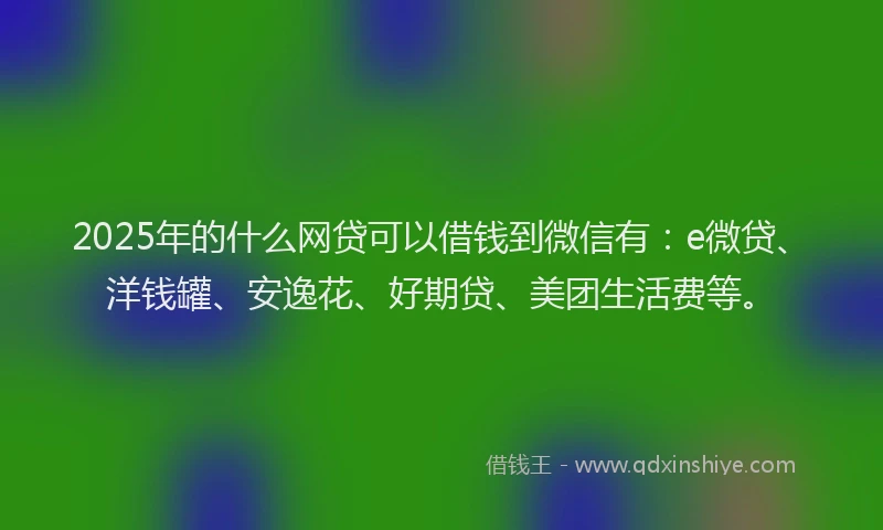2025年的什么网贷可以借钱到微信有：e微贷、洋钱罐、安逸花、好期贷、美团生活费等。