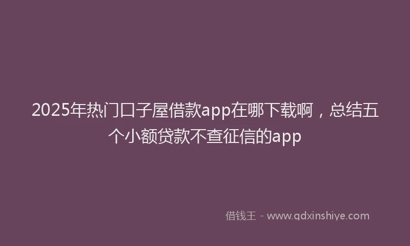 2025年热门口子屋借款app在哪下载啊，总结五个小额贷款不查征信的app