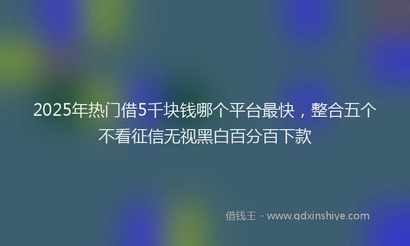 2025年热门借5千块钱哪个平台最快，整合五个不看征信无视黑白百分百下款