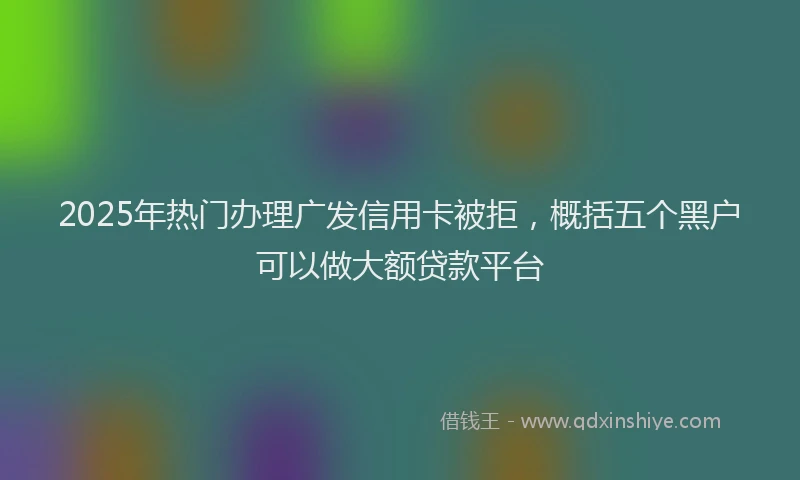 2025年热门办理广发信用卡被拒，概括五个黑户可以做大额贷款平台