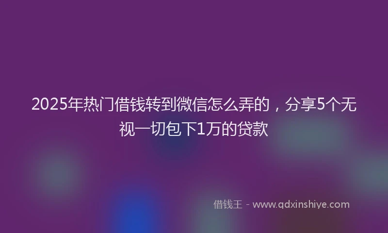 2025年热门借钱转到微信怎么弄的，分享5个无视一切包下1万的贷款
