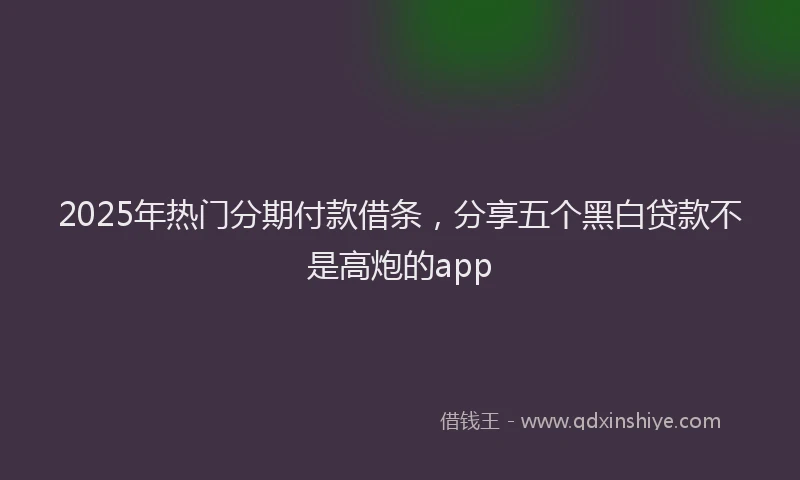 2025年热门分期付款借条，分享五个黑白贷款不是高炮的app