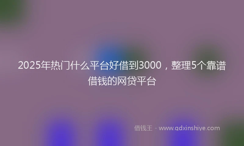 2025年热门什么平台好借到3000，整理5个靠谱借钱的网贷平台