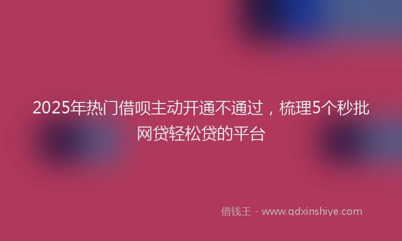 2025年热门借呗主动开通不通过，梳理5个秒批网贷轻松贷的平台