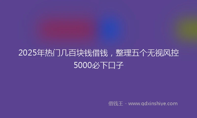 2025年热门几百块钱借钱，整理五个无视风控5000必下口子