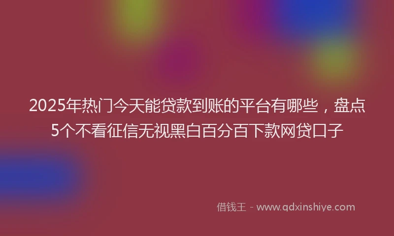2025年热门今天能贷款到账的平台有哪些，盘点5个不看征信无视黑白百分百下款网贷口子