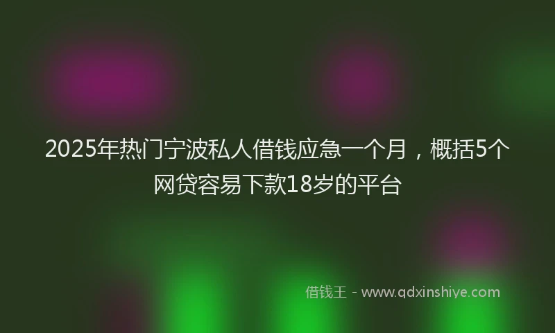 2025年热门宁波私人借钱应急一个月，概括5个网贷容易下款18岁的平台