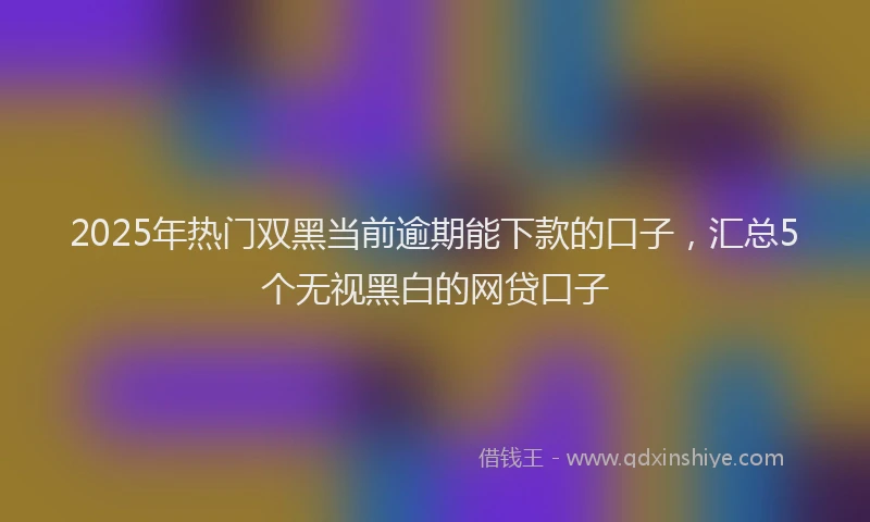 2025年热门双黑当前逾期能下款的口子，汇总5个无视黑白的网贷口子