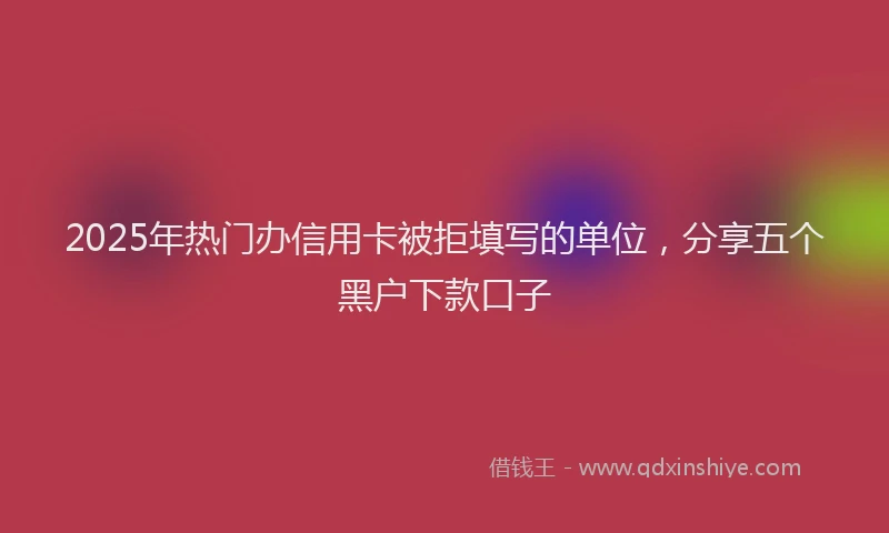 2025年热门办信用卡被拒填写的单位，分享五个黑户下款口子
