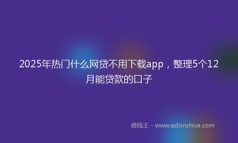2025年热门什么网贷不用下载app，整理5个12月能贷款的口子
