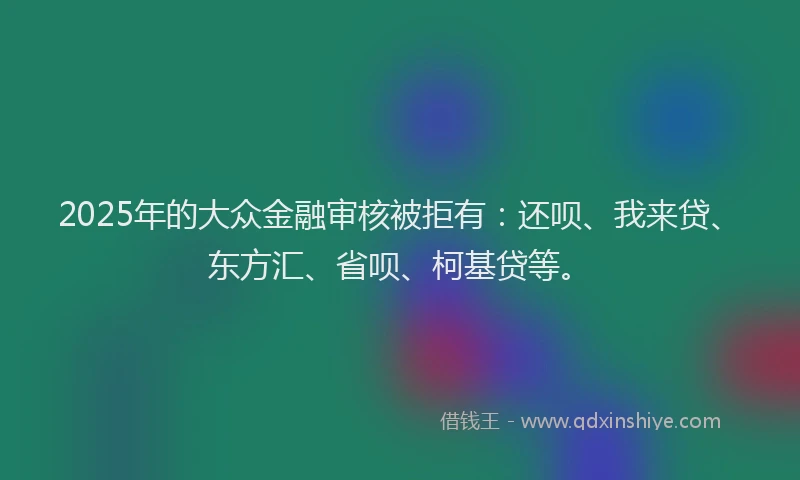2025年的大众金融审核被拒有：还呗、我来贷、东方汇、省呗、柯基贷等。