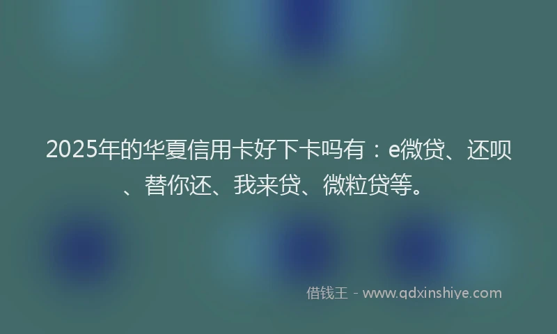 2025年的华夏信用卡好下卡吗有：e微贷、还呗、替你还、我来贷、微粒贷等。
