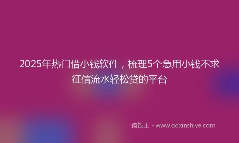 2025年热门借小钱软件，梳理5个急用小钱不求征信流水轻松贷的平台