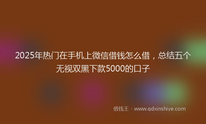 2025年热门在手机上微信借钱怎么借，总结五个无视双黑下款5000的口子