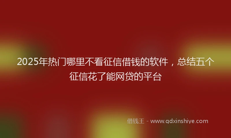 2025年热门哪里不看征信借钱的软件，总结五个征信花了能网贷的平台