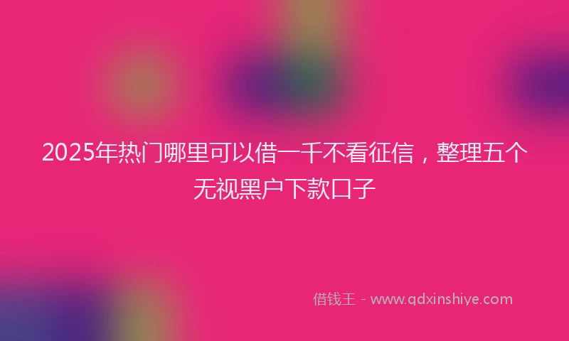 2025年热门哪里可以借一千不看征信，整理五个无视黑户下款口子