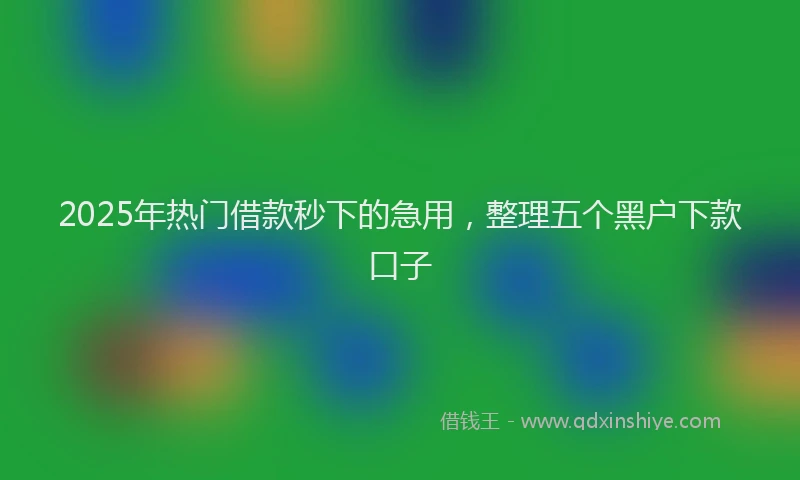 2025年热门借款秒下的急用，整理五个黑户下款口子