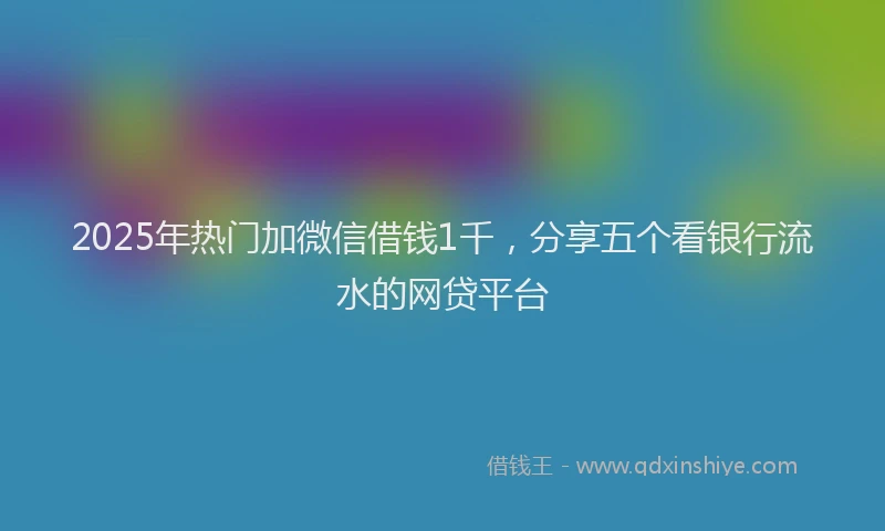 2025年热门加微信借钱1千，分享五个看银行流水的网贷平台