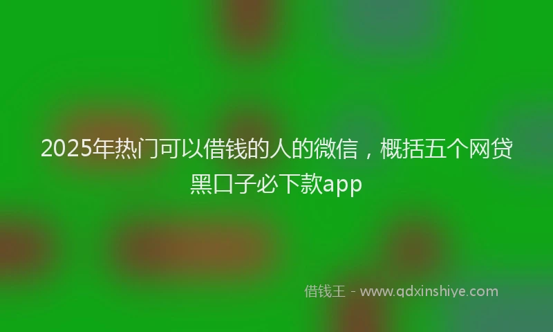 2025年热门可以借钱的人的微信，概括五个网贷黑口子必下款app