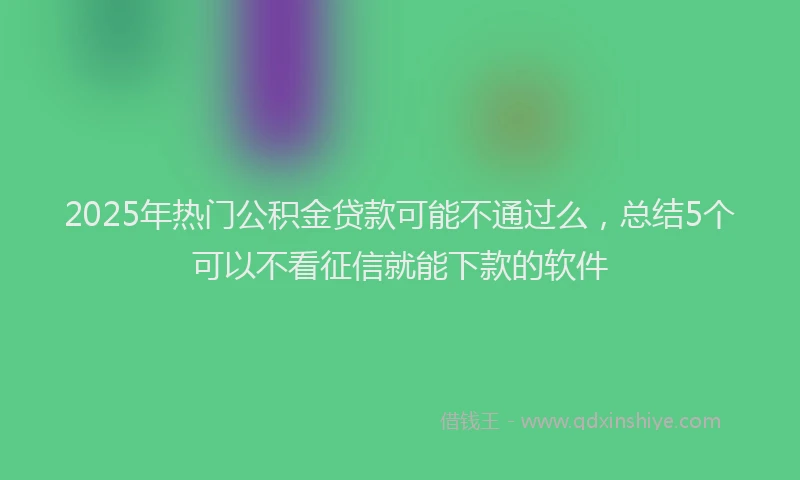 2025年热门公积金贷款可能不通过么，总结5个可以不看征信就能下款的软件