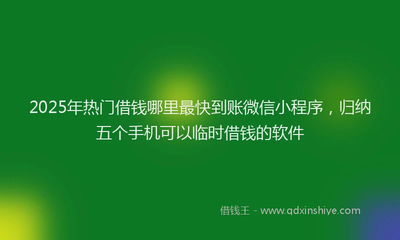 2025年热门借钱哪里最快到账微信小程序，归纳五个手机可以临时借钱的软件