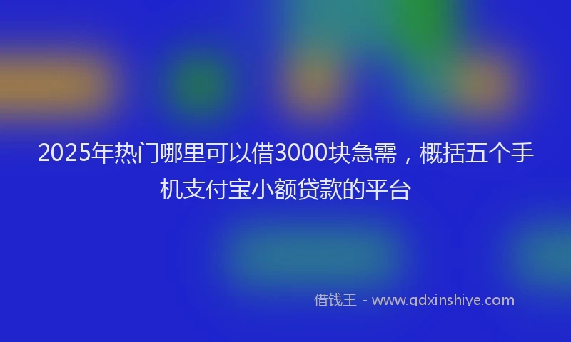 2025年热门哪里可以借3000块急需，概括五个手机支付宝小额贷款的平台