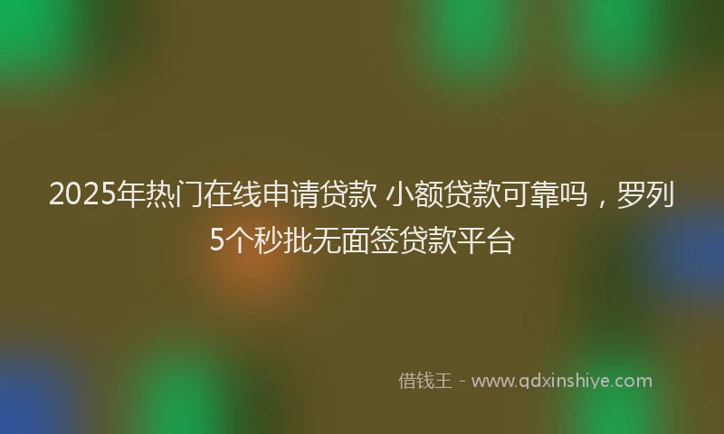 2025年热门在线申请贷款 小额贷款可靠吗，罗列5个秒批无面签贷款平台