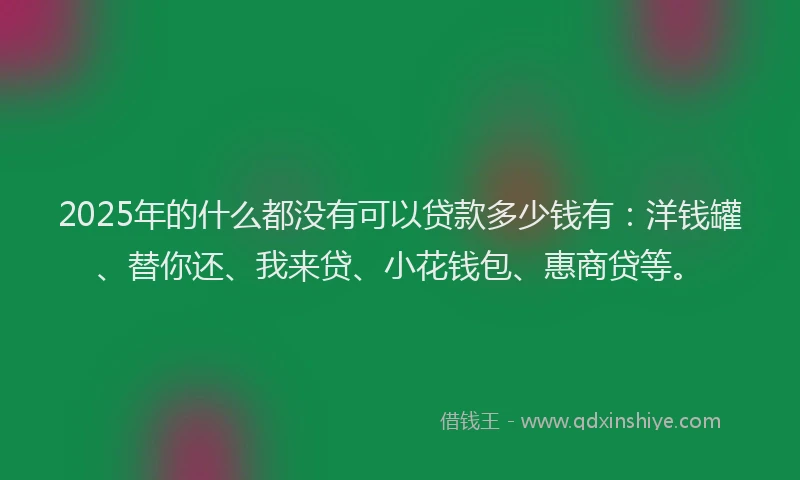 2025年的什么都没有可以贷款多少钱有：洋钱罐、替你还、我来贷、小花钱包、惠商贷等。