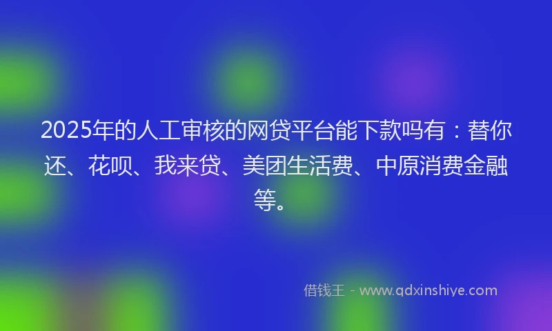 2025年的人工审核的网贷平台能下款吗有：替你还、花呗、我来贷、美团生活费、中原消费金融等。