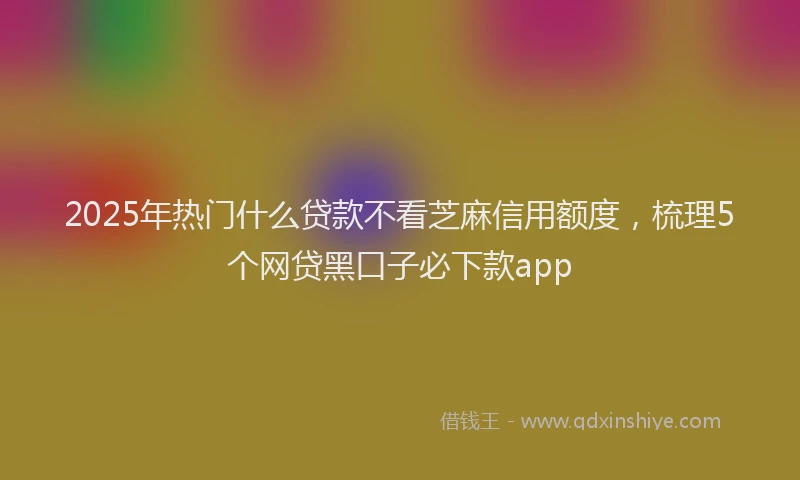 2025年热门什么贷款不看芝麻信用额度，梳理5个网贷黑口子必下款app