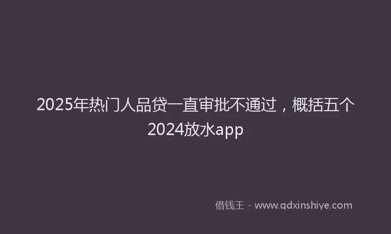 2025年热门人品贷一直审批不通过，概括五个2024放水app