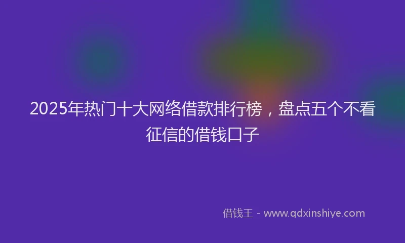 2025年热门十大网络借款排行榜，盘点五个不看征信的借钱口子