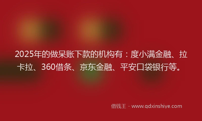 2025年的做呆账下款的机构有：度小满金融、拉卡拉、360借条、京东金融、平安口袋银行等。